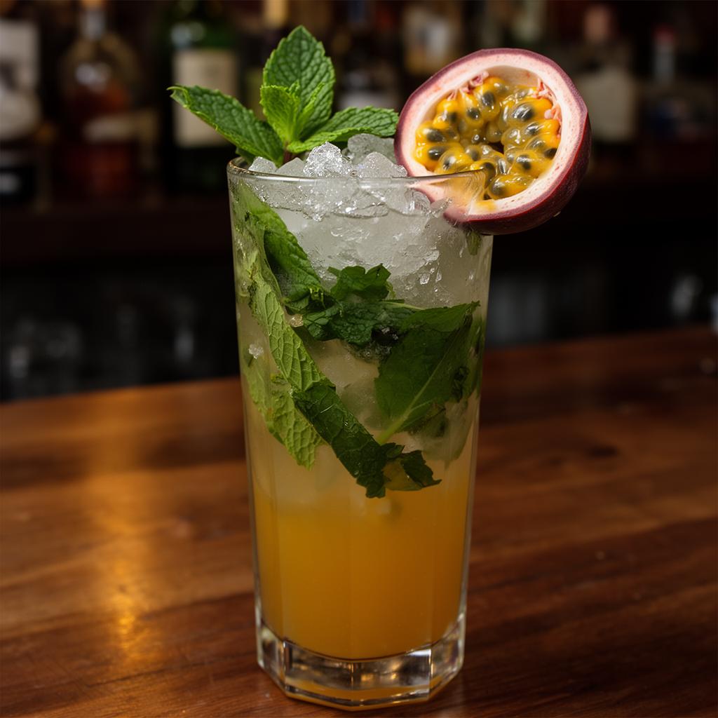 Passion Fruit Mojito cocktail made with AK Distillery moonshine