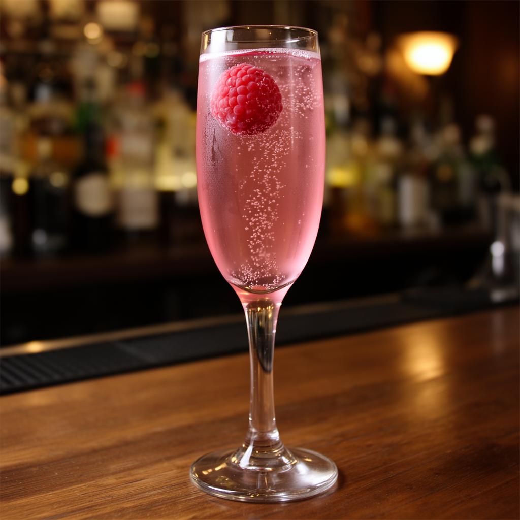 Raspberry French 75 cocktail made with AK Distillery moonshine