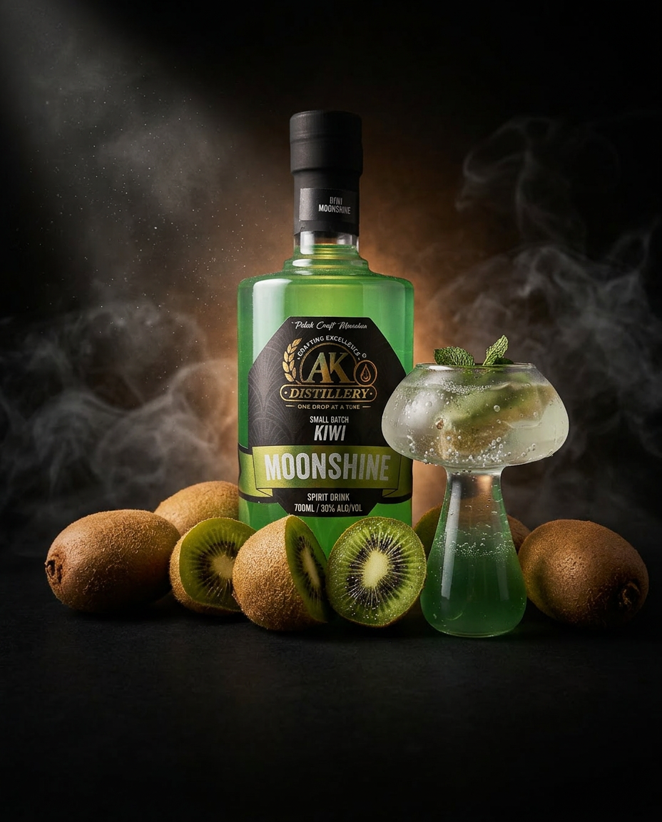 Kiwi · 30% Polish moonshine bottle by AK Distillery