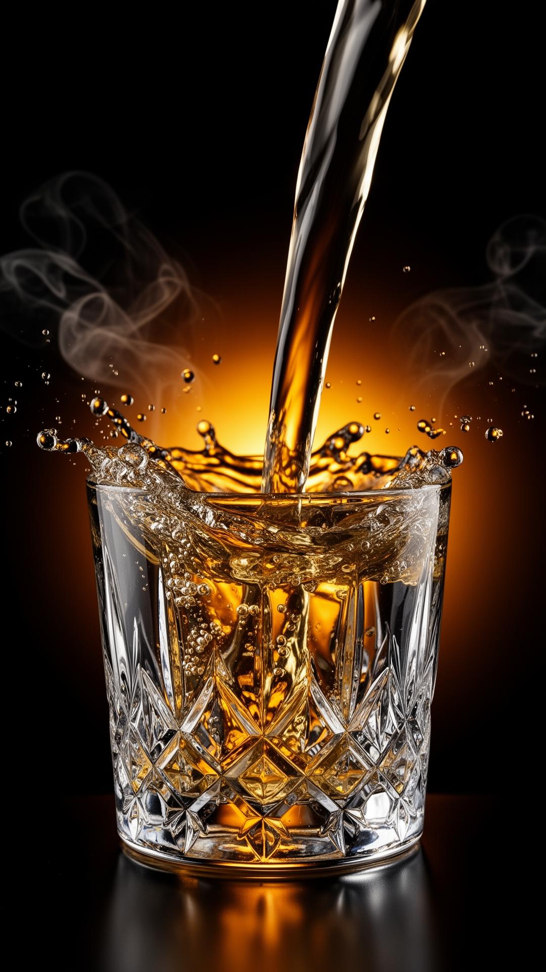 Spirit pouring into crystal glass